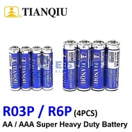 4PCS GENUINE TIANQIU AAA / AA Super Heavy Duty Battery - R03P/1.5V/4S / R6P/1.5V/4S