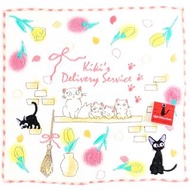 日本精品 宮崎駿 魔女宅急便 Kiki's Delivery Service Cat 黑貓 柔軟手巾 毛巾 Face & Hand Towel Handkerchief 10寸- 貓咪和鬱金香