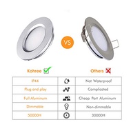 [Stockist.SG] Kohree 4 x Recessed Dimmable LED Lights 3W Downlights 0.6Inch 12V LED Ceiling Lights Round Aluminum Alloy