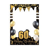 30th 40th 50th 60th Birthday Party Photo Booth Frame Props Black Gold Birthday Party Decor 18 30 40
