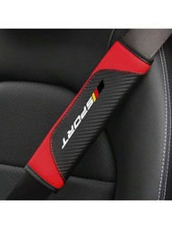 2入組碳纖維安全座帶肩帶套,適用於奧迪、bmw、奔馳、大眾、豐田等品牌,通用皮質汽車安全帶套