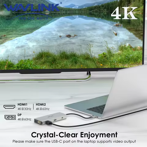 WAVLINK USB C Hub Triple 4K Monitor 12-in-1 HDMI Docking Station 100W PD 5Gbps Data Transfer For Mac