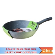 Chảo từ chống dính Green Cook dạng vân đá sâu lòng GCP02-24IH size 24cm