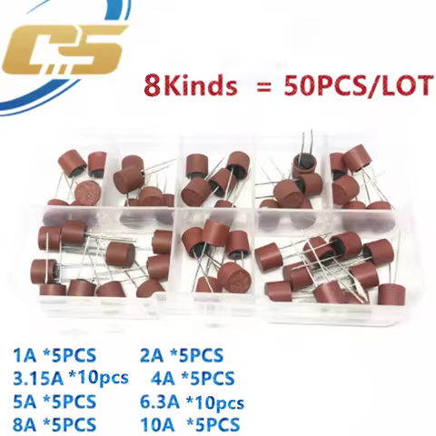 50PCS 382 Blow Cylindrical Fuse 1A 2A 3.15A 4A 5A 6.3A 8A 10A Amp For LCD TV Power PCB Round Insuran