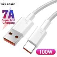 USB Type C Cable 7A 100W Mobile Phone Fast Charging USB C Data Cable