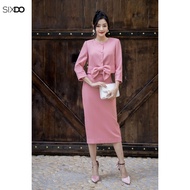Chân váy thô hồng đào SIXDO (Peach Pink Straight Midi Raw Skirt)