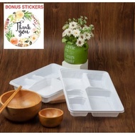 Mika tray bento tray 5 compartments contents 25pcs per pack white white plastic food container lunch