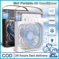 3 in 1 Portable Air Conditioner With 5 Sprays 7 Color Light Mini Air Cooler fan Portable Aircond mist fan cooling fan
