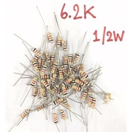 Resistor (Resistor Resistor) 6.2K 1/2 W (Value 6.2 Kohm 1/2 Watt) *Set Of 10