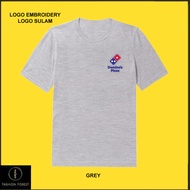 Round Neck T shirt Cotton For Men & Women Logo Embroidery Sulam Dominos Pizza Fast Food Master Pizza