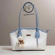 NAFEESA College Totebag Wanita | Cute College Bag | Korean Style Women's Shoulder Bag | Nude Bag ELE