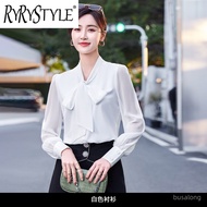 RYRYSTYLE Professional white shirt womens mesh sleeves age reducing fashionable work clothes 6227