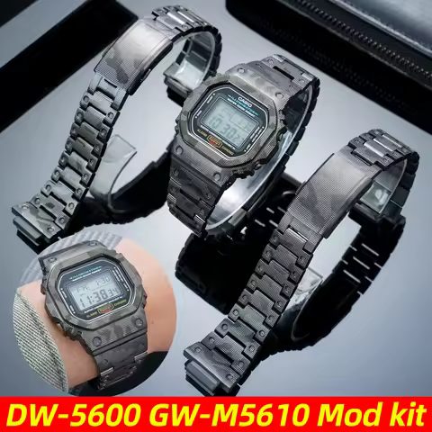 Camouflage DW5600 mod kit For Casio DW-5600 GW-M5610 Titanium alloy case+strap DW5600 Stainless stee
