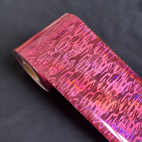 2/5/10/15/20M Rose Red Pink Water Ripple Pattern Laser Hologram Color Holographic Film Hot Stamping 