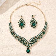 Ladies Alloy Jewellery Set Crystal Diamonds Necklace Earrings Set Wedding Jewellery Holiday Party Je