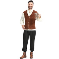 Men German Festival Retro Vest Suit Bavarian Farmer Costume Halloween Party Show Costume
