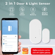 SMATRUL Tuya Zigbee Smart Door Sensor Light Sensor Lighting 2 in 1 Window Drawer Garage Door Wireless Open/Closed Detector Switch Alarm For Alexa Google Home Gateway Hub