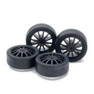 Tamiya 15534 LOW FRICTION PROFILE TIRES (26MM) & CARBON WHEELS (PIN)