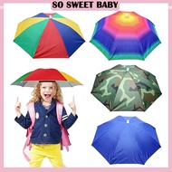Head Umbrella Cap Umbrella Hat Adult Foldable UV Protect Payung Topi Kepala Memancing 69/77/95cm