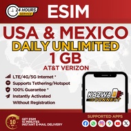 eSIM USA & Mexico Daily Unlimited 1GB Data | eSIM Activated Instantly