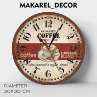 Vintage Retro Aesthetic Theme Wall Clock Classic Coffee Quarts | MAKAREL_DECOR