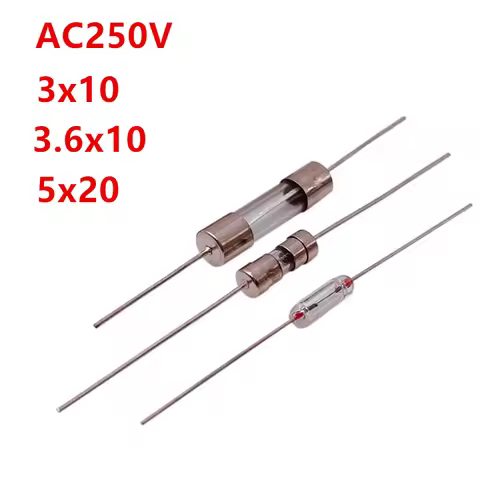 10 PCS in-line glass tube One-Time fuse 0.8A 1A 1.5A 2A 2.5A 3A 3.15A 250V household appliance power