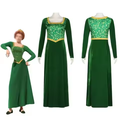 Princess Fiona Dress Shrek Cosplay Costume Dress Outfit Women Cartoon Green Dress for Adult Fiona Co