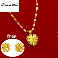 Original 916 Gold Necklace Women Water Wave Chain Clavicle 999 Pure Gold Pendant Gift Bracelet + Rin