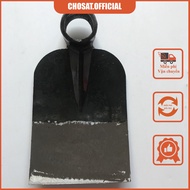 Garden hoe, thick steel hoe blade.