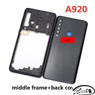 New For Samsung Galaxy A9 2018 A9 Star Pro A9S A920 A920F Battery Cover Back Glass Phone Housing+Camera Lens+ Metal Middle Frame