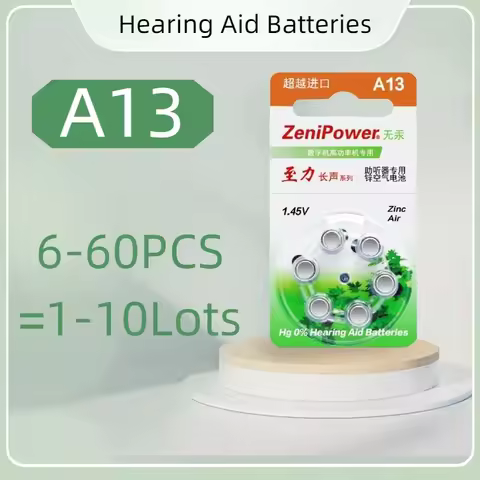 6-60PC Hearing Aid Battery A13 13A 13 P13 PR48 Zenipower Zinc Air Batteries