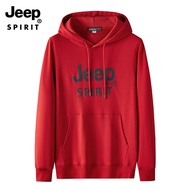 JEEP SPIRIT เสื้อกันหนาวผู้ชายขนาดใหญ่ใหม่ Unisex Hooded เสื้อกันหนาวหลวม Cotton Sports Sweater