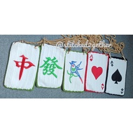Crochet CNY mahjong and porker card handphone sling bag