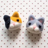 羊毛氈DIY-貓咪材料包(兩隻) 附別針/鑰匙圈