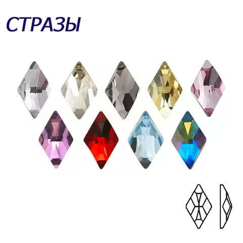 New Sale 6X10mm Rhombus Korean Fashion 3D Nails Art Rhinestone Flatback Pixie Crystal Stones for DIY