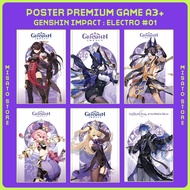 Premium Full HD Poster Game A3+ : Genshin Impact - Electro [Episode 01] - Beidou, Clorinde, Cyno, Do