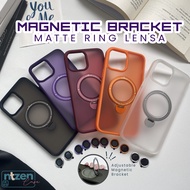 Case Iphone MAGNETIC BRACKET MATTE RING LENSA 11 12 13 14 15 PRO MAX