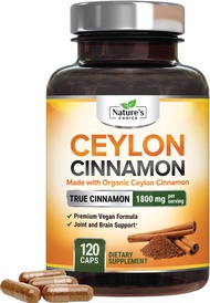 Ceylon Cinnamon Capsules - Certified Organic Cinnamon Pills, Non-GMO, Dairy & Gluten Free, Sri Lanka