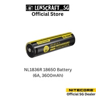 Nitecore NL1836R USB-C Rechargeable 18650 Battery (6A, 3600mAh)