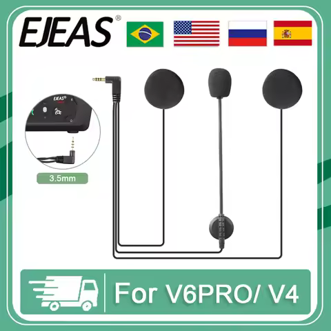 EJEAS V6 Pro 3.5mm Microphone Speaker Headset for Vnetphone V4 V6 Motorcycle Helmet Intercom Accesso