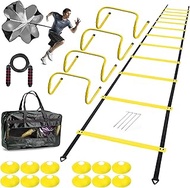 Speed & Agility Training Equipment Set - Includes 1Agility Ladder (20Feet),5Hurdles,10Cones,1Soccer 