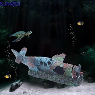 SJIAEN Fighter Plane Aquarium Decoration, Resin Simulation Aquarium Small Fighter Jet Decoration, Decorative Fighter Shape Shrimp Hideout Habitat Aquarium