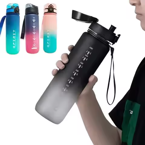 1 Liter Sports Water Bottle Large Capacity Men Women Summer Portable Plastic Bottle for Outdoor Trav