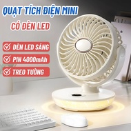 Mini Electric Fan With Super Bright LED Light 4000mAh Battery Can Be Wall Mounted Or Hanged On, Elec