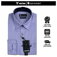 SAN SCIARO - Áo Sơ Mi Tay Dài Màu Tím Sọc Ngang Form Regular Lai Bầu Quà Tặng Nam Việt Tiến Cao Cấp