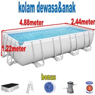 kolam renang swimming above ground pool portable kotak petak square 5 meter paling besar terbesar bi