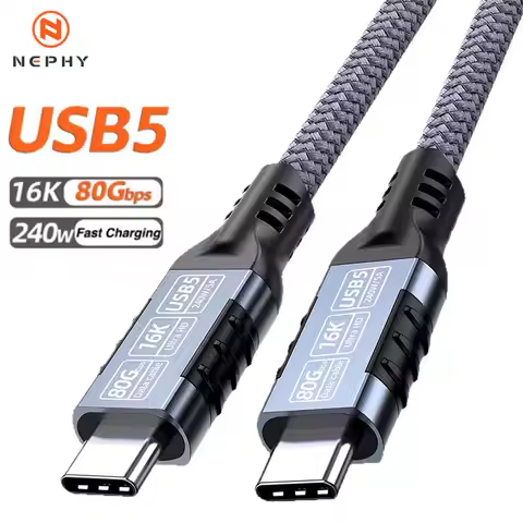Thunderbolt 5 Cable Type C 80Gbps USB4 Gen4 USB C to C PD 240W Super Charge Cable 16K Compatible Thu