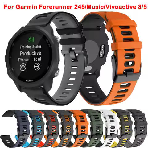 For Garmin Watch Band For Garmin Forerunner 245/Music/645/vivoactive 5/3/Venu 2 Plus 20mm Soft Silic