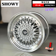 ล้อแม็กขอบ 15x7.0 4รูx100, 4รูx114.3 ET+30 🚗ยี่ห้อ Showy รุ่น L843 สีขาวขอบเงา 🔥(ราคาต่อ2วง)🔥 ❗ขายยก