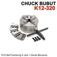 Chuck Bubut 12" Claw K12-320 4 Jaw Cekam Kaki 12 Inch Self Centering